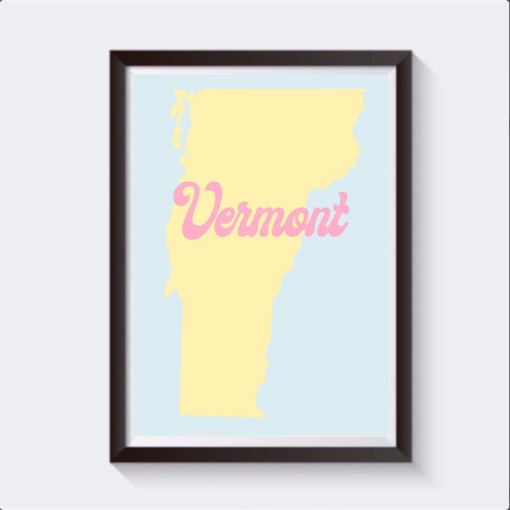 Stampa da viaggio con mappa retrò del Vermont - Disponibile in 6 misure per la vendita all'ingrosso da parte di 2 Sisters