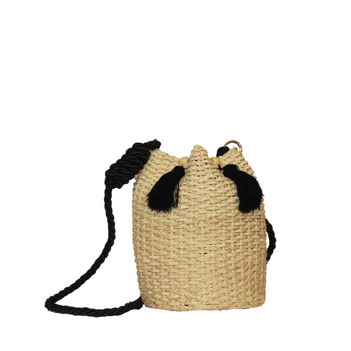 Dakota mand van natuurlijke Iraca-palm met gekleurde koord voor wholesale door La Flor de Cali