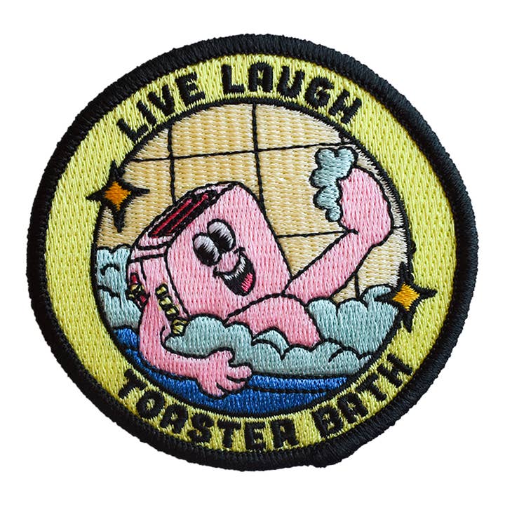 Live, Laugh, Toaster Bath (Iron-On Patch) for wholesale by Retrograde Supply Co.