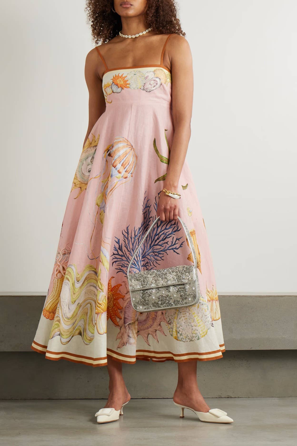 Vilamoura marine print Swing Style Strappy sundress in pink for wholesale on Faire0