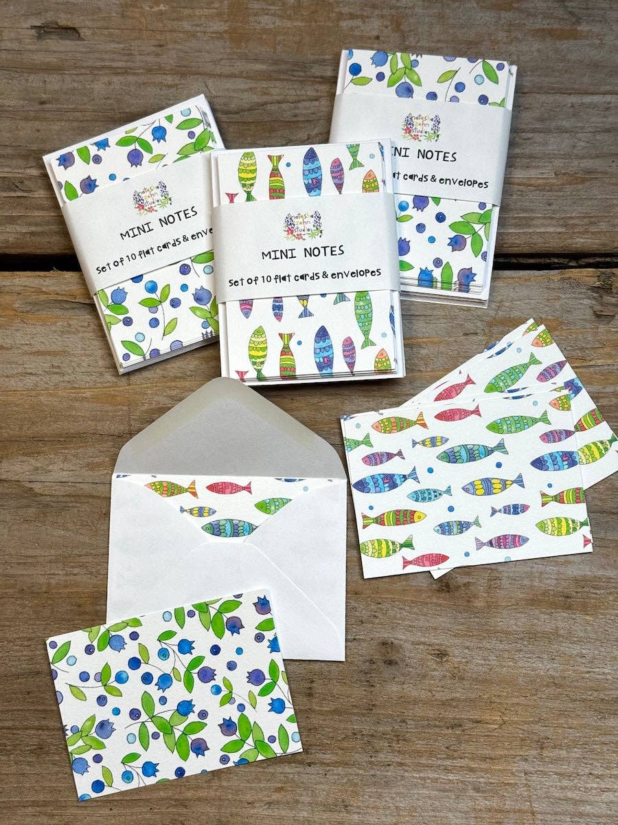 Natasha Zahn Studio - Wholesale Stationery/Notecard Set - Blueberry Mini Notes1