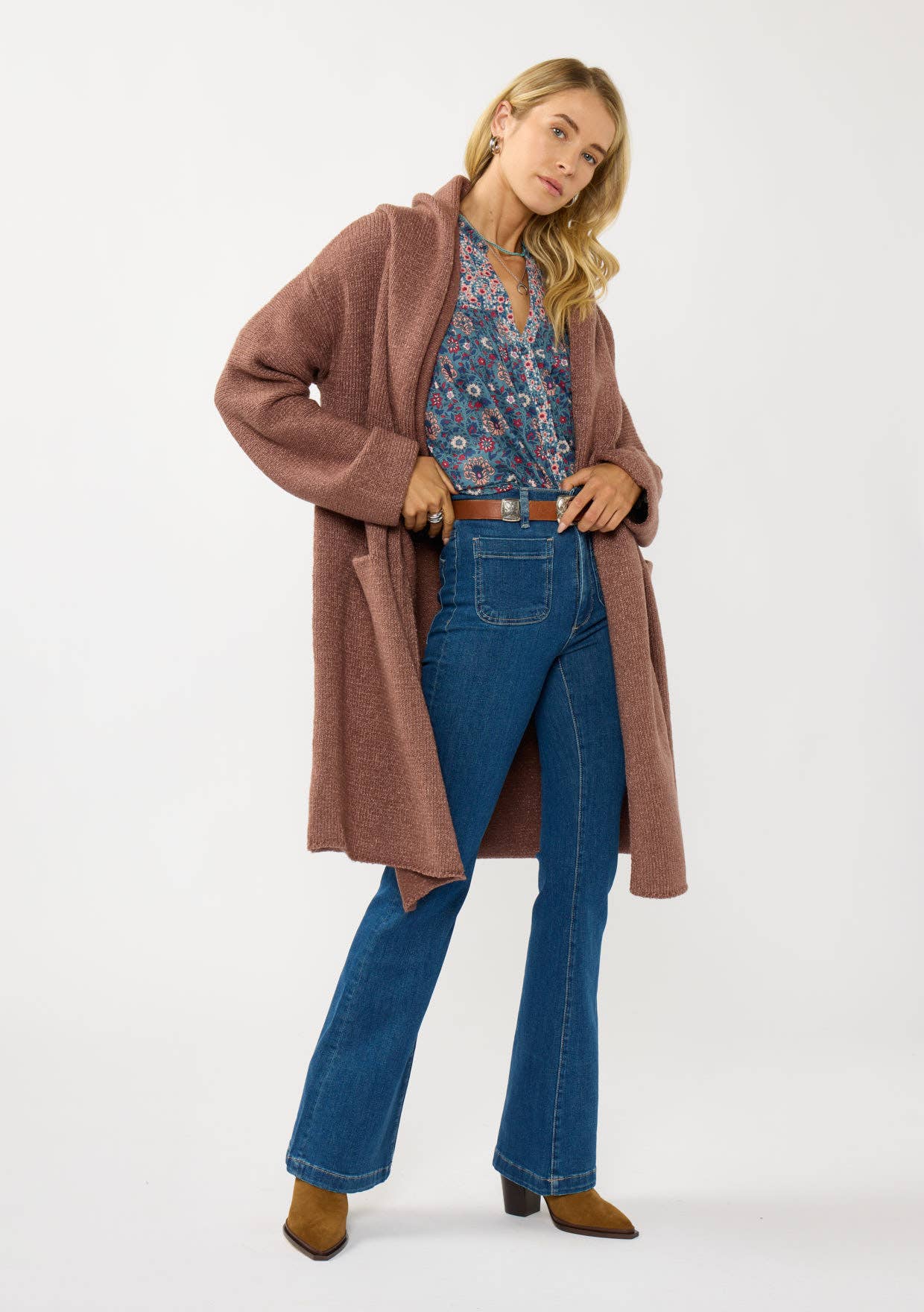 Lovestitch - Vente Cardigan – femme - Cardigan à capuche douillet surdimensionné à deux poches11