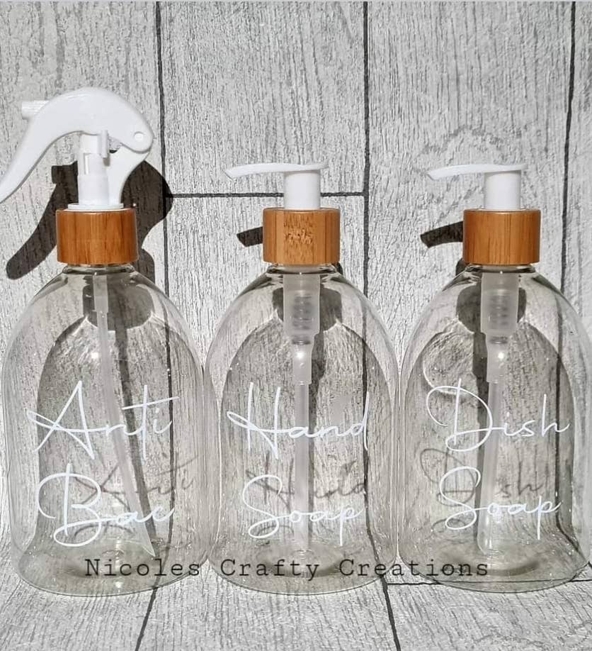 Nicoles Crafty Creations – wholesale Soap dispenser – bamboo topped pump bottles1