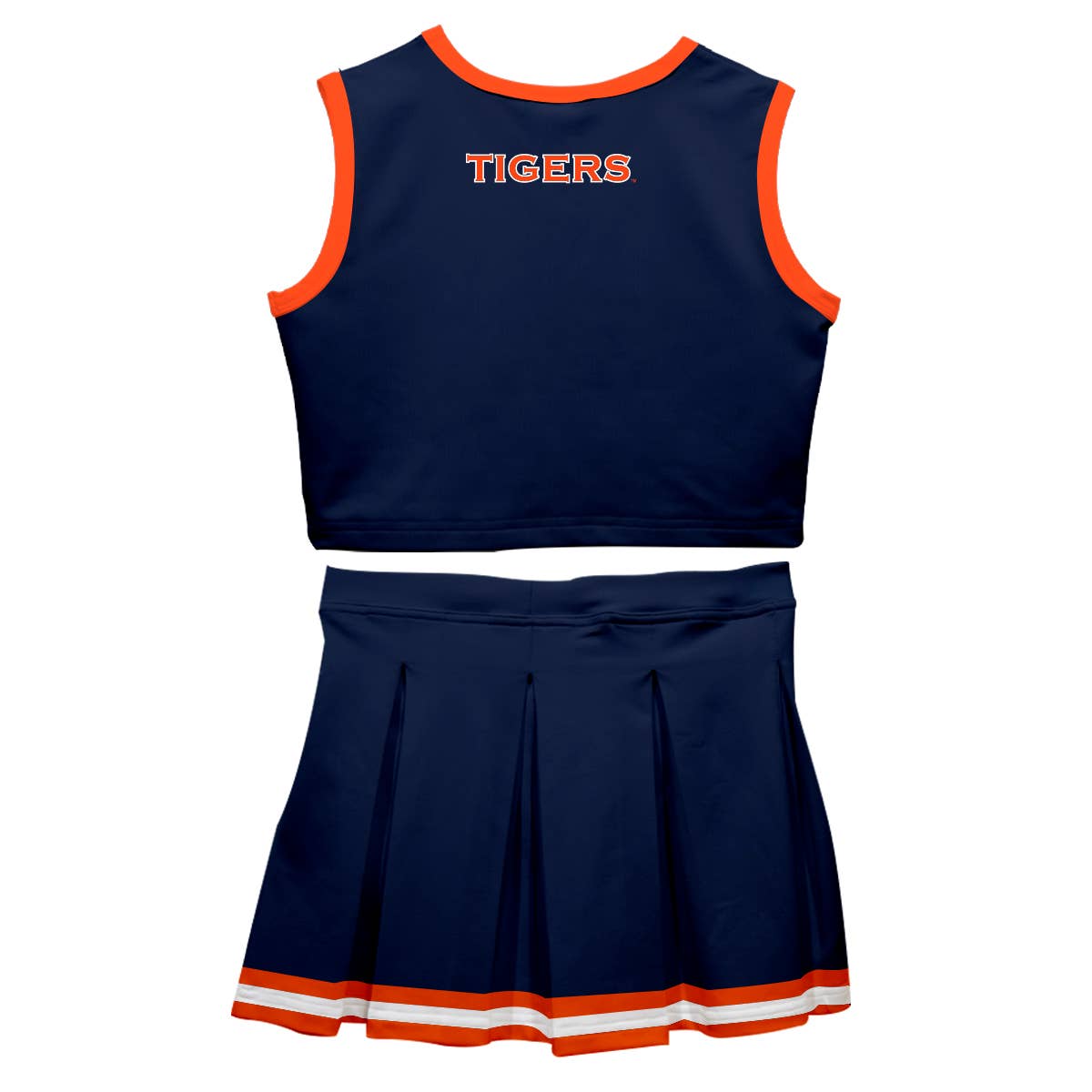 Vive La Fete - Wholesale Top & Skirt Set - Kids - Auburn University Tigers Blue Sleeveless Cheerleader Set1