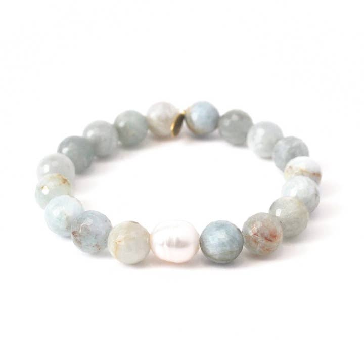 Bracelet en cristal d'aigue-marine glacée | Perle pour la vente par Infinite Warrior