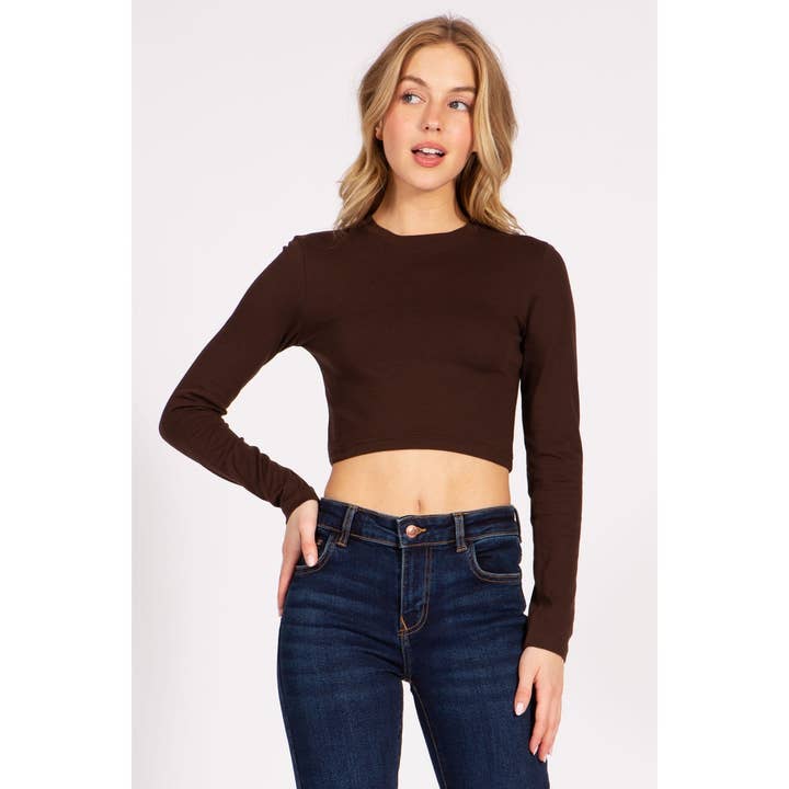 UP CLOTHING - Wholesale T-Shirt - Women's - Round Neck Long Sleeve Crop Shirt Top22