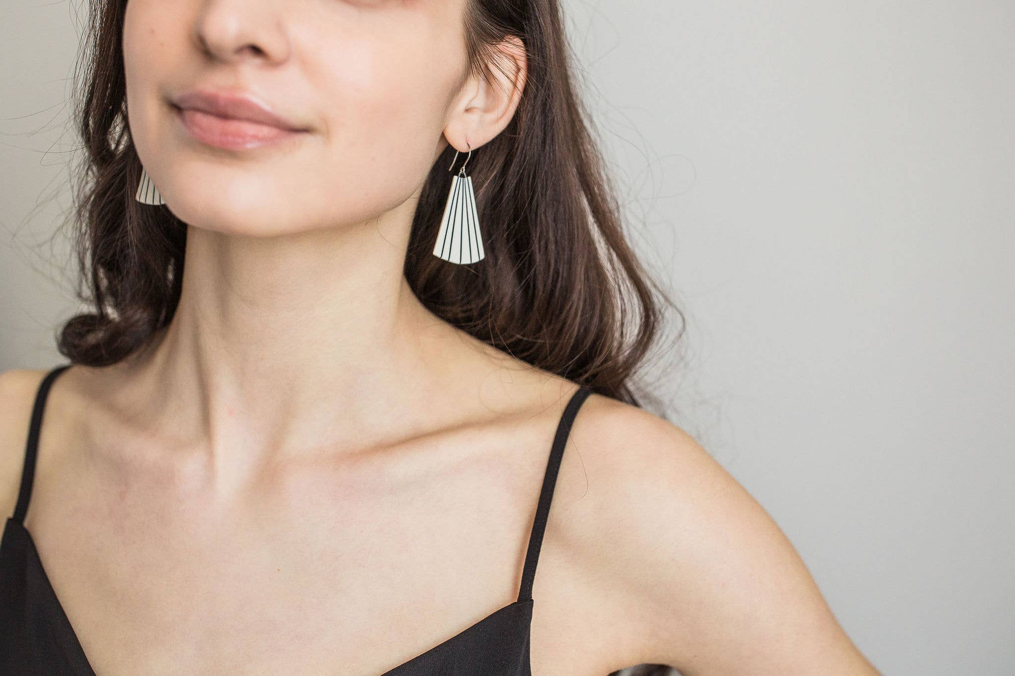 Jenna Vanden Brink Ceramics - Wholesale Dangle Earrings - Pinstripe Fan Drops2