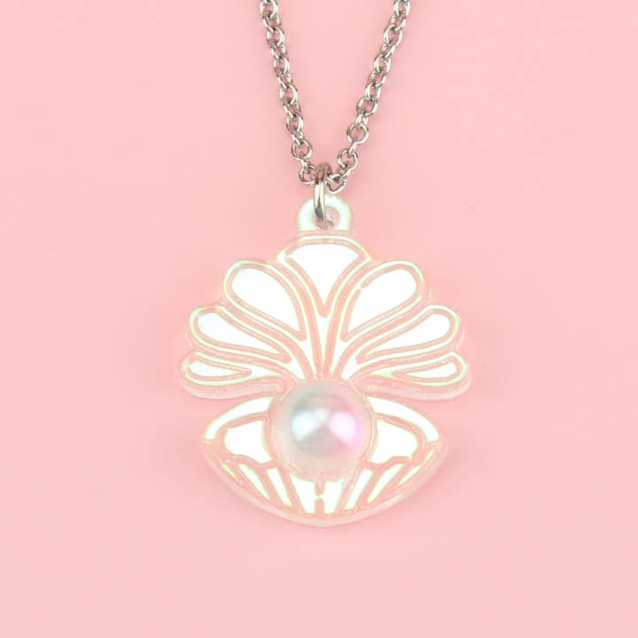 Iridescent Clam Shell Pendant Necklace for wholesale by Sour Cherry