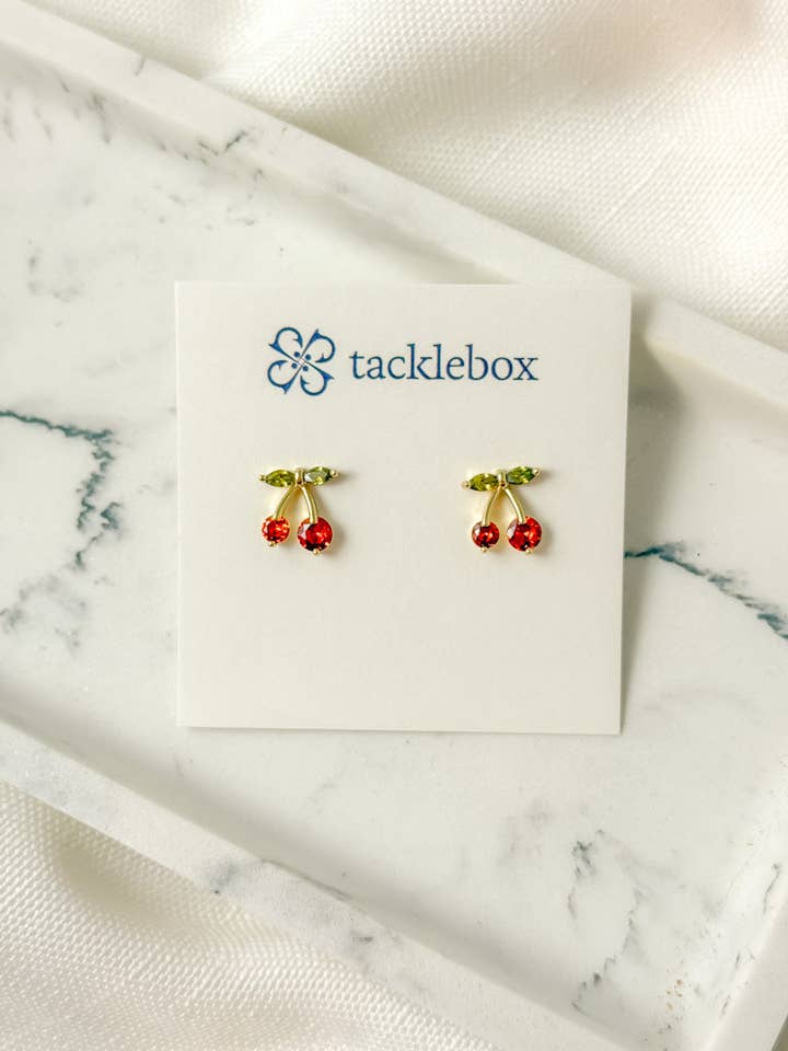 Cherry On Top Stud Earrings for wholesale by Tacklebox Jewelry