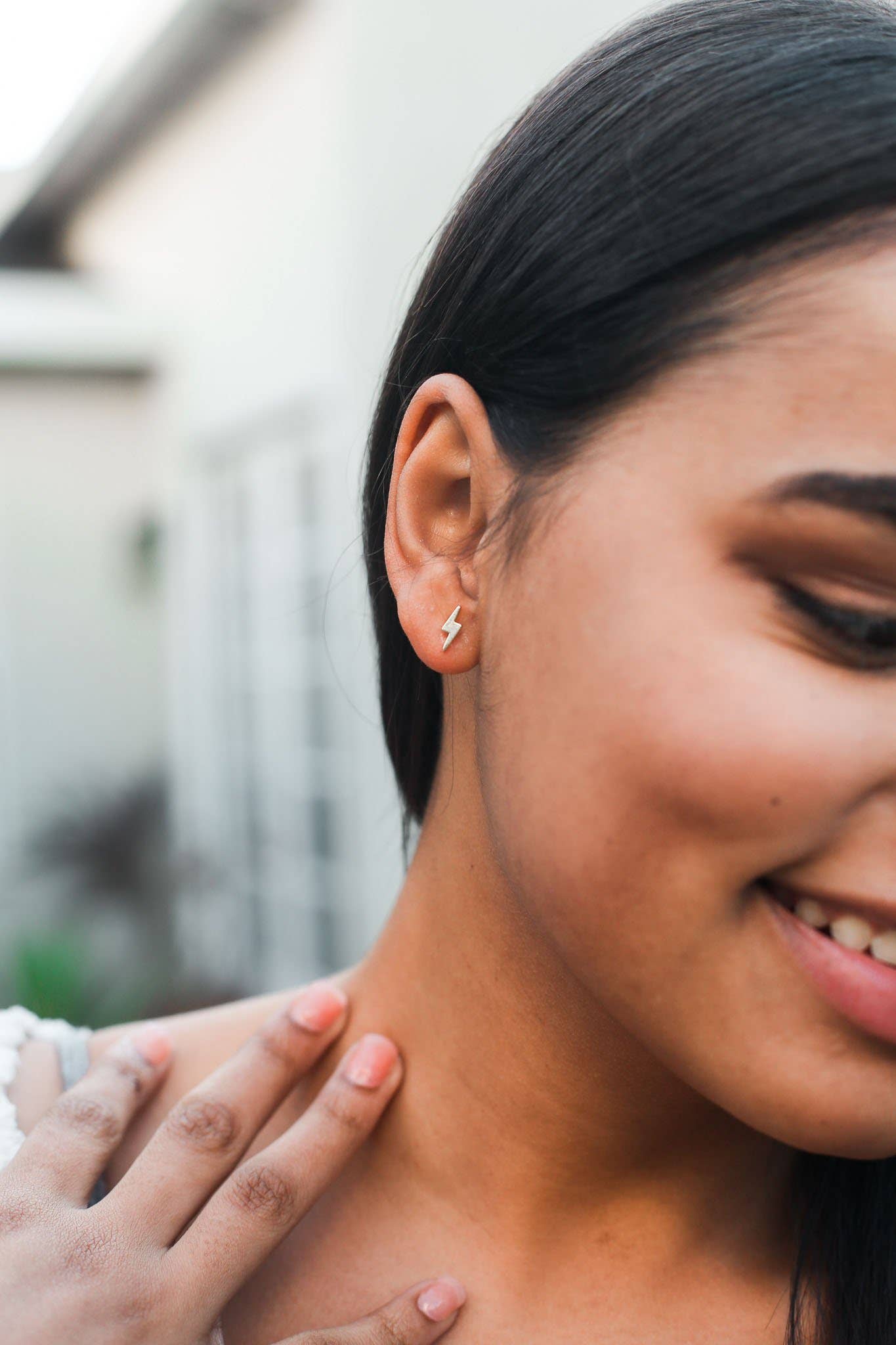 Lucky Feather – wholesale Stud/post earrings – New Moon Gold Earrings - ELECTRIC/BOLT4