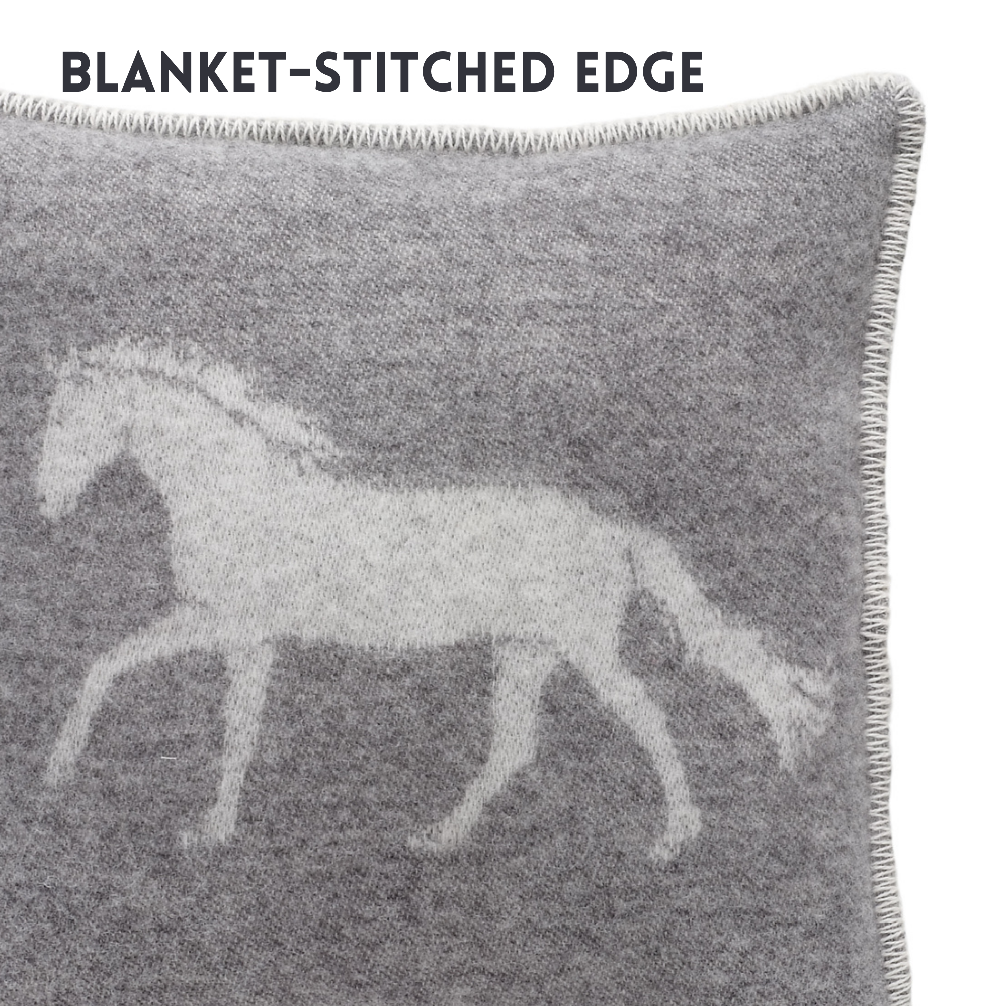 JJ Textile - Wholesale Throw Pillow Cover - Horse Soft Grey Pure Wool Cushion Covers5