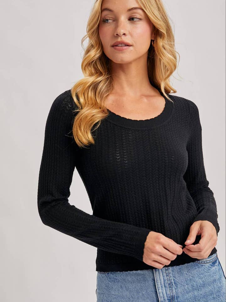 Black L/S POINTELLE TOP for wholesale on Faire11