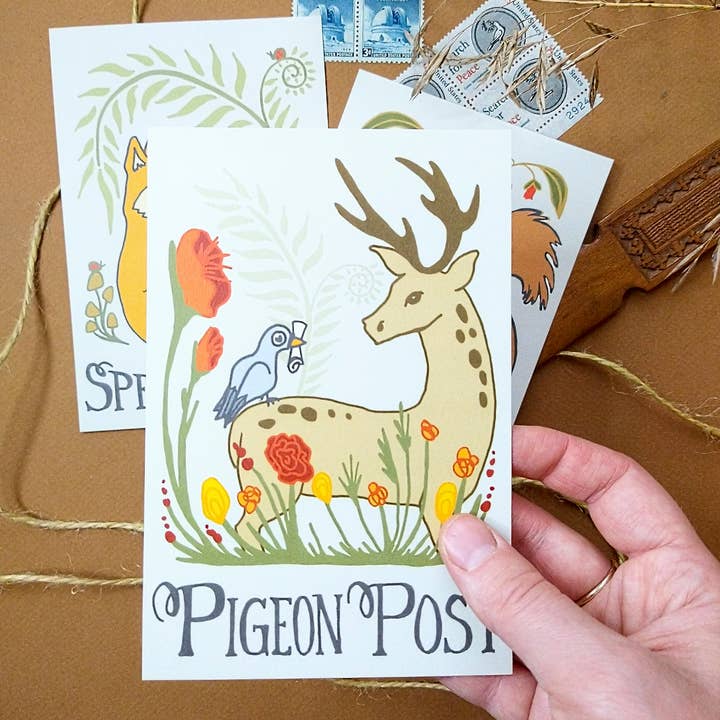 Peppercorn Paper - Wholesale Postcard - Pigeon Post Forest Animal Postcard4
