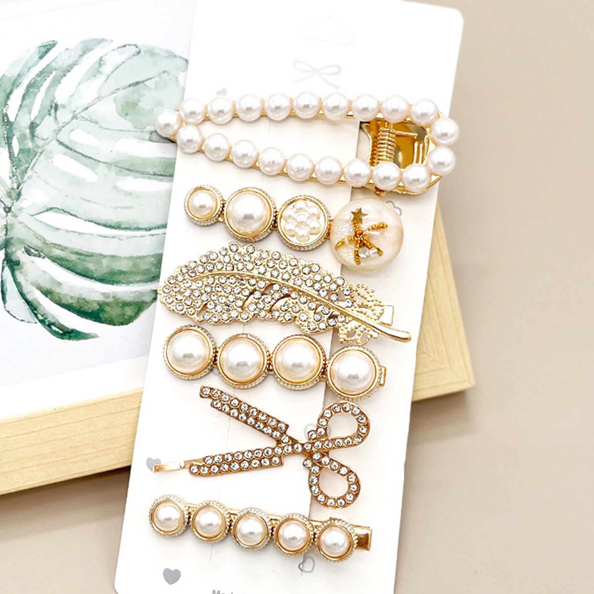 ACCITY - Wholesale Hair Clip - Women's - Rhinestone Pearl Hair Clip Set-Elegant Side Pin _CWASC034963