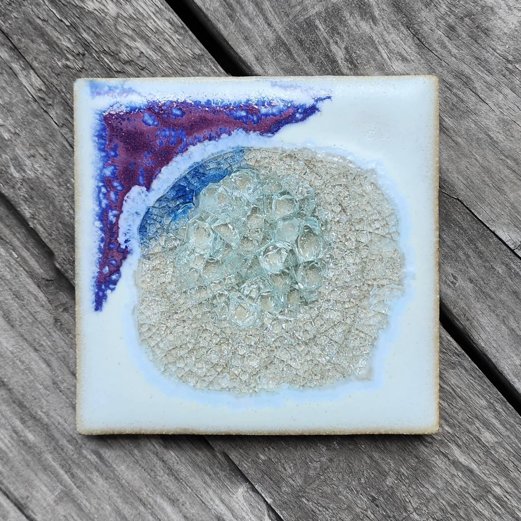 Dock 6 Pottery - Vente Sous-verre - Sous-verre Geode Crackle, individuel, 4 « x 4", verre fondu36