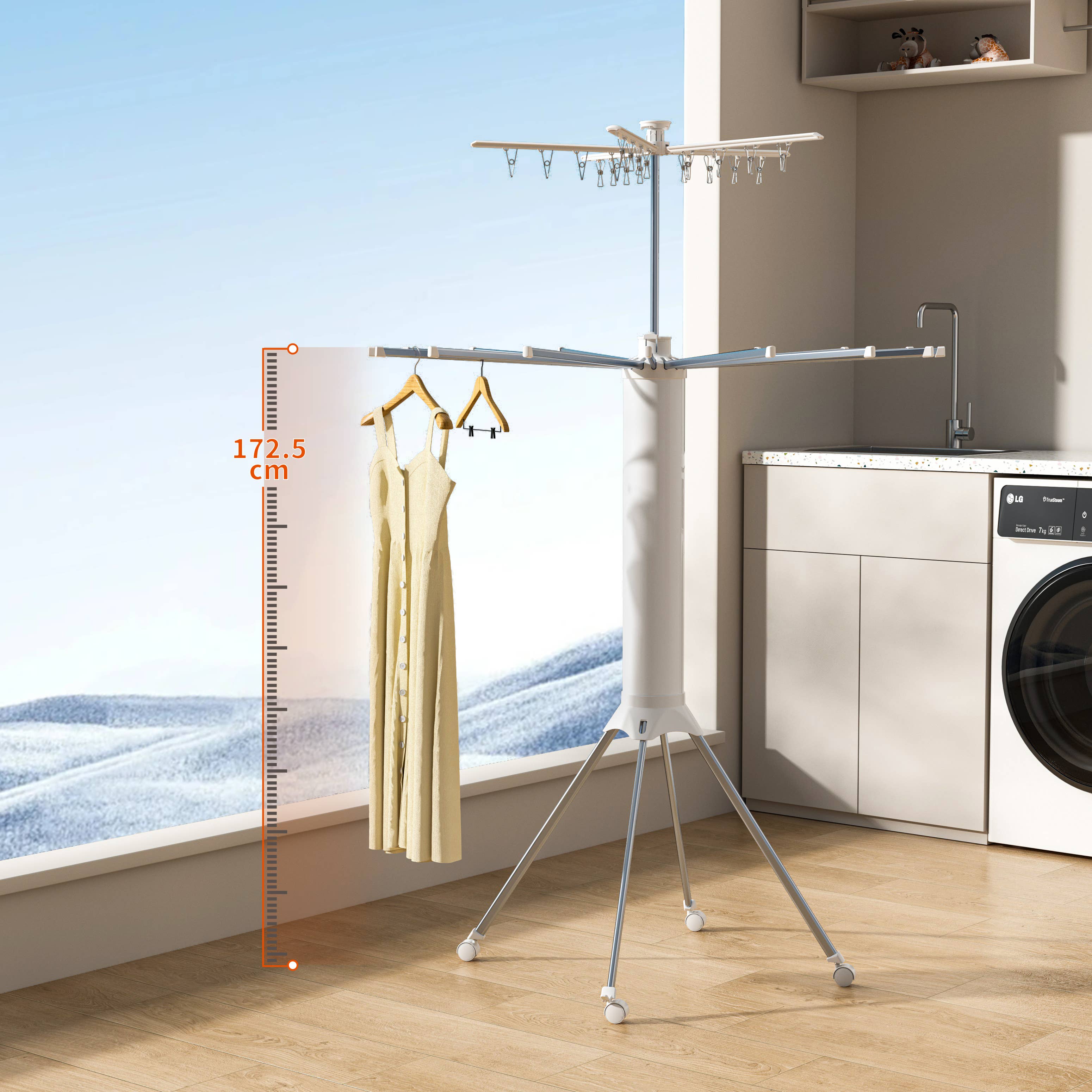 White Foldable Clothes Drying Rack Double-Tier Aluminum for wholesale on Faire1