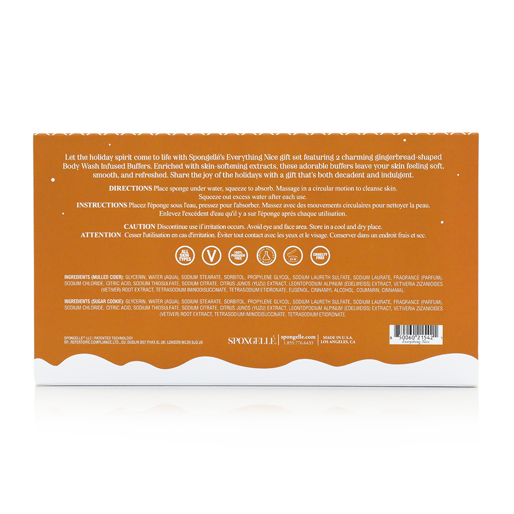 Spongellé | Valentines Day Gifts | Easter Gifts - Wholesale Bath Pouf/Sponge - Everything Nice Gingerbread Holiday Gift Set Christmas Gift 20256