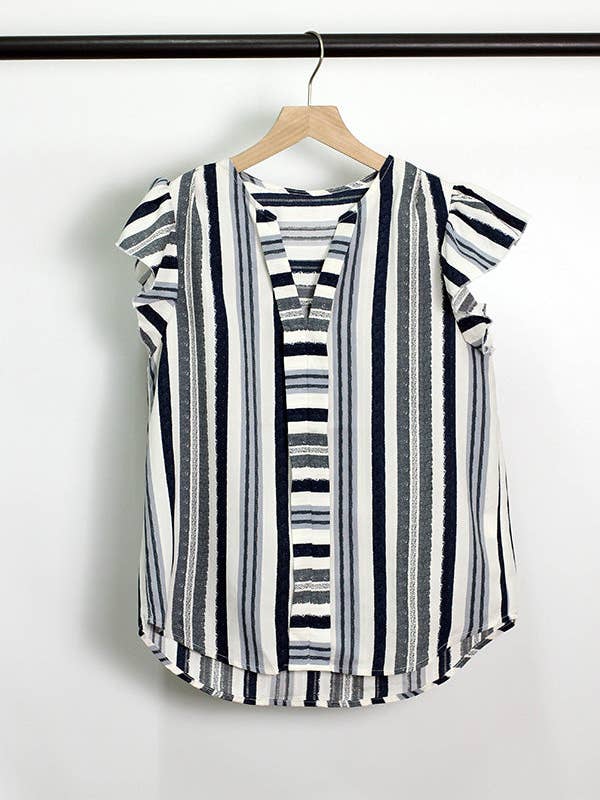 T2403YIB30263 - GET TO WORK STRIPED TOP for wholesale by ESLEY