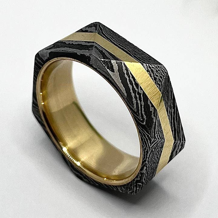 Damascus Steel Ring Gift For Her Engagement Ring Man Promise Ring For Him Wedding Band Best Gift For Men Rings For Anniversary Gift Men Ring for wholesale by RustyStudioUSA