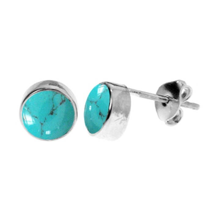 Samira plain round turquoise studs for wholesale by Kali Ma Designs - Sterling Silver Jewellery