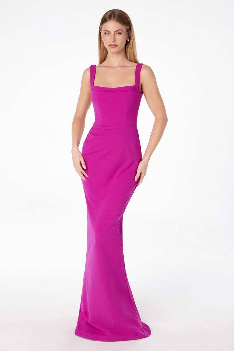Tux-USA® - Wholesale Gown - Women's - Mermaid dress with square neckline, straps and square back1