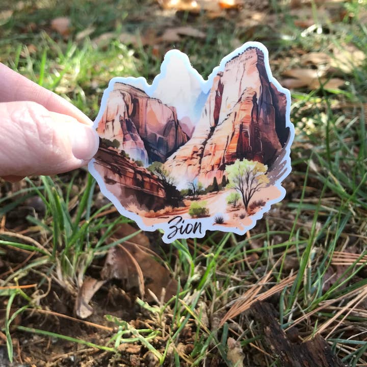 National Parks and Beyond - Wholesale Phone & Laptop Stickers - Zion National Park - Utah's Big 5 Watercolor 3" Sticker2