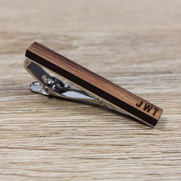 Groomsman Gear - Wholesale Tie Clip - Men's - Personalized Tie Clip | Walnut Wood