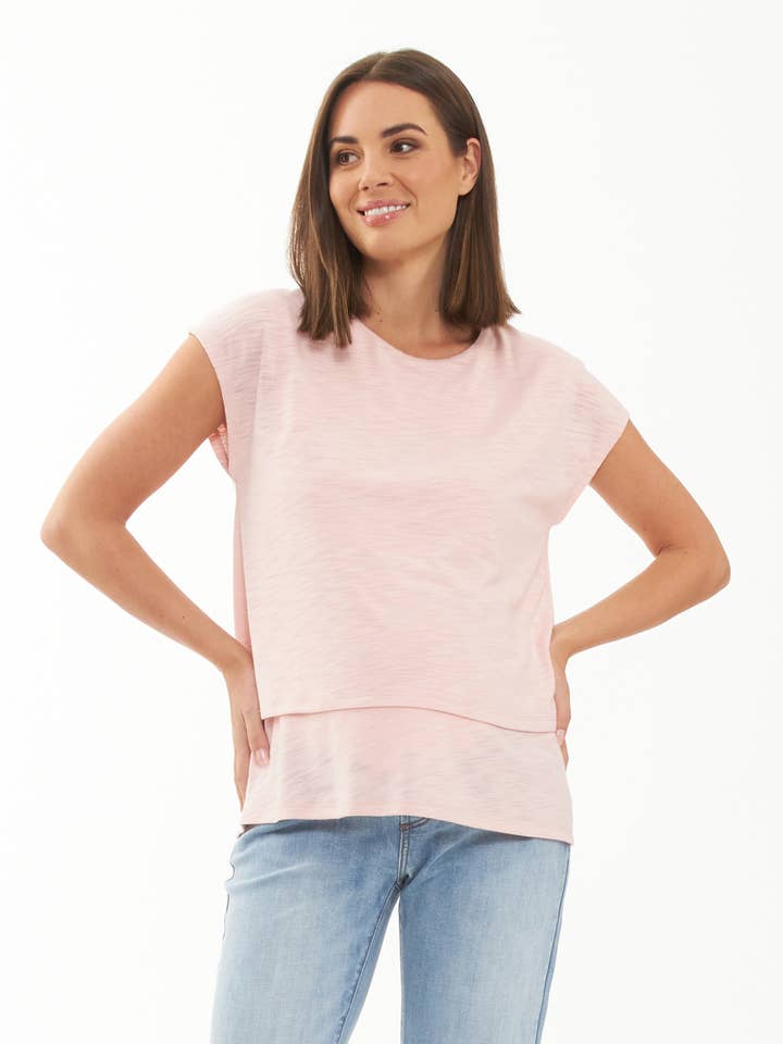 Jazmin Nursing Tee Soft Pink for wholesale by Ripe Maternity