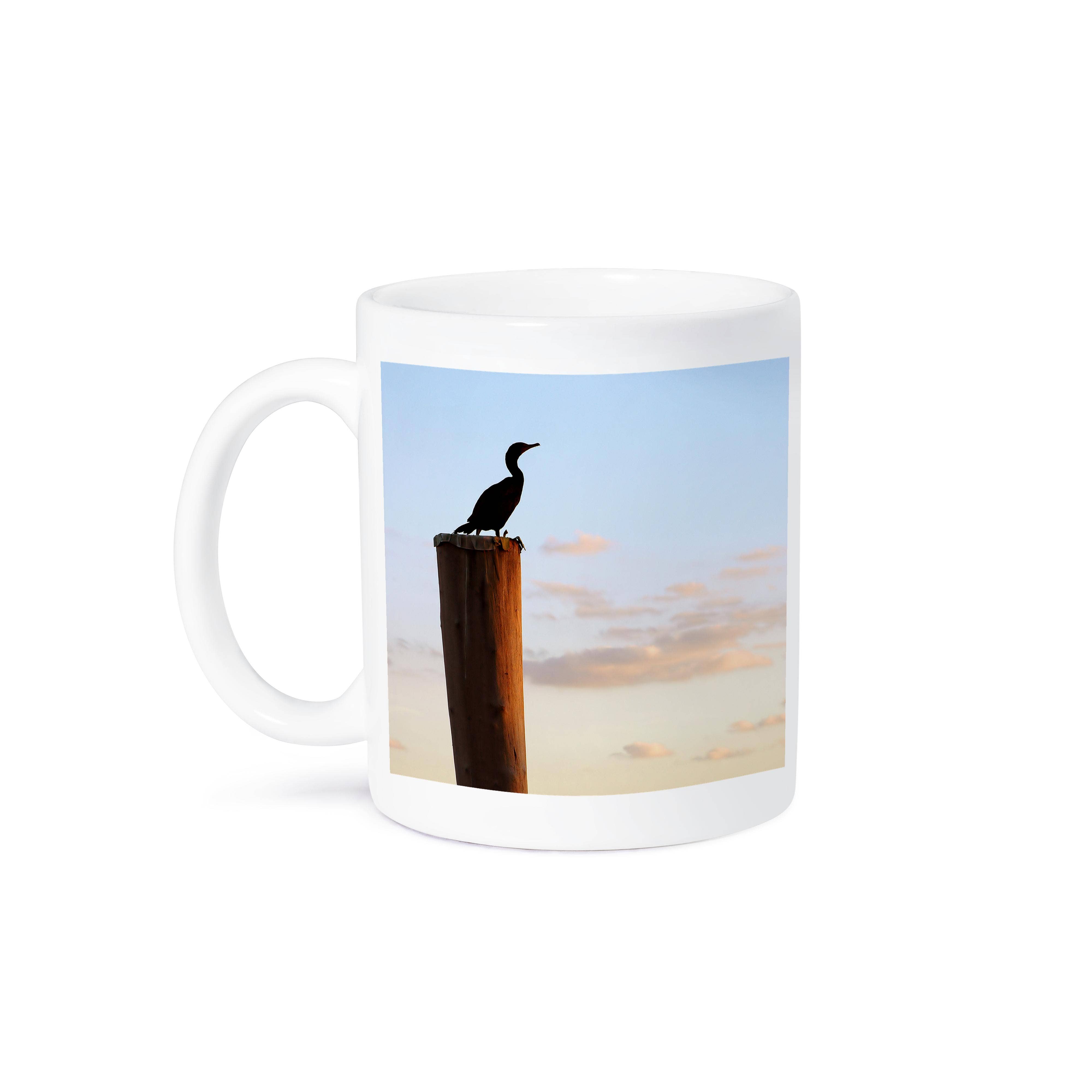 3dRose - Vente Tasse à café - 3dRose, Oiseau échassier échassiers poteau assis assise silhouette coucher de soleil tranquillité se détendre relaxant, Tasse8