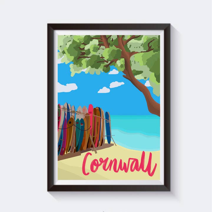 Impresión de arte de viaje de Cornwall, Inglaterra, 6 tamaños para venta al por mayor de 2 Sisters