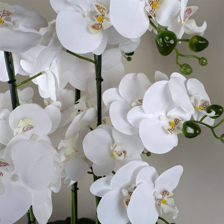 Leaf Design UK LTD - Wholesale Kunstbloemen - Orchidee Wit Marmer Effect Keramische Bloempot