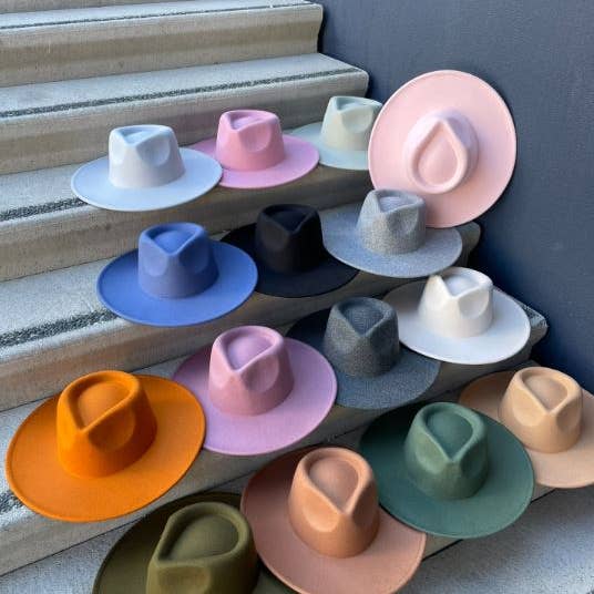 Love and Thyme - Wholesale Fedora - Women's - BEST SELLER! Vegan Felt wide Brim Rancher Hat