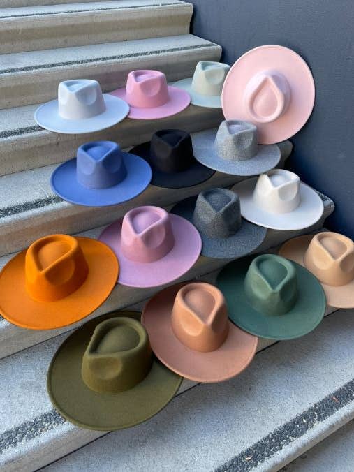 BEST SELLER! Vegan Felt wide Brim Rancher Hat for wholesale by Love and Thyme