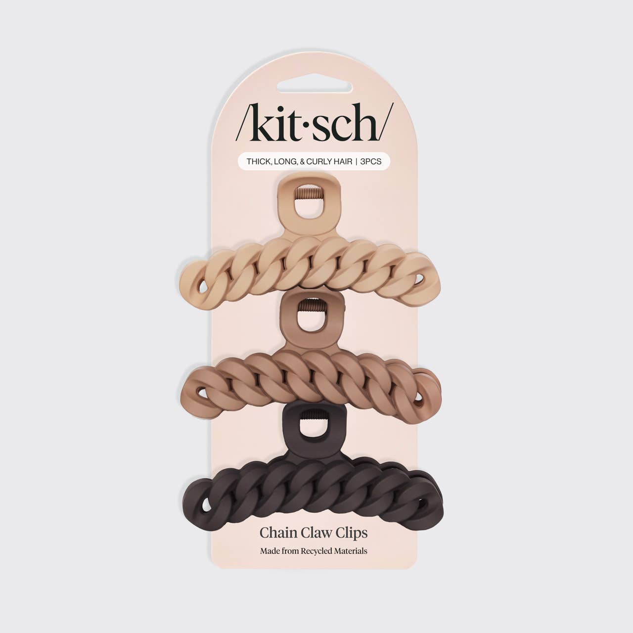 KITSCH – Clips para cabelo - Mulher por atacado – Conjunto Eco-friendly de 3 Grampos de Cabelo Corrente - Tons Neutros4