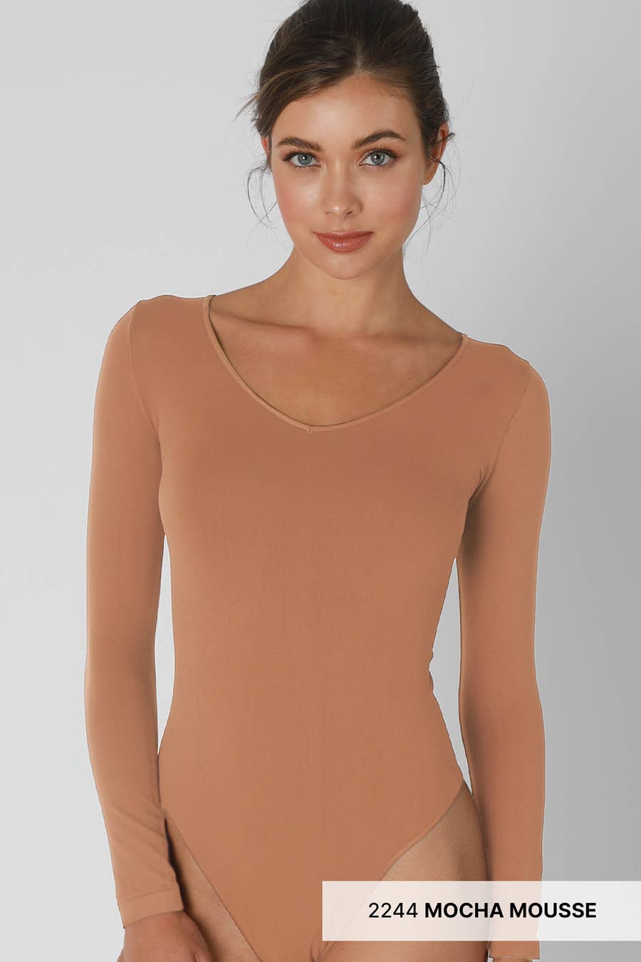 NIKIBIKI - Wholesale Bodysuit - Women's - NS8340 - Jersey V Neck LS Bodysuit0
