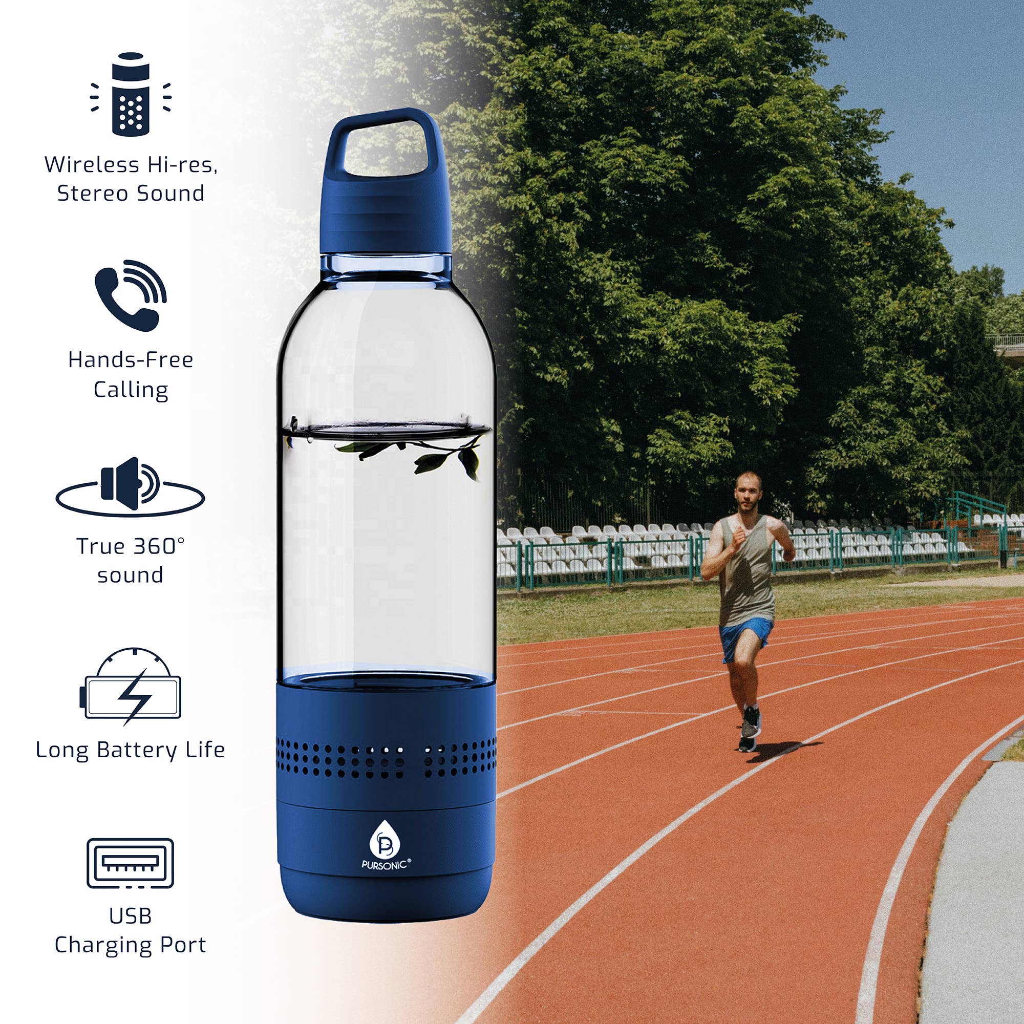 Pursonic - Wholesale Water Bottle - Pursonic 2-in-1 Water Bottle with Built-In Wireless Speaker1