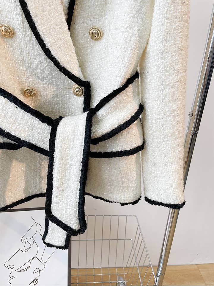 Productseeker - Wholesale Suit set – Women′s - SET018 Tweed Blazer And Short Set Fomal Blazer Set Two Piece9