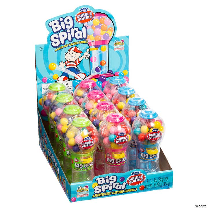 Kidsmania Dubble Bubble 12 Ct 1.13 Oz Big Spiral Mini Gumball Dispenser for wholesale by Long Island Candy Factory