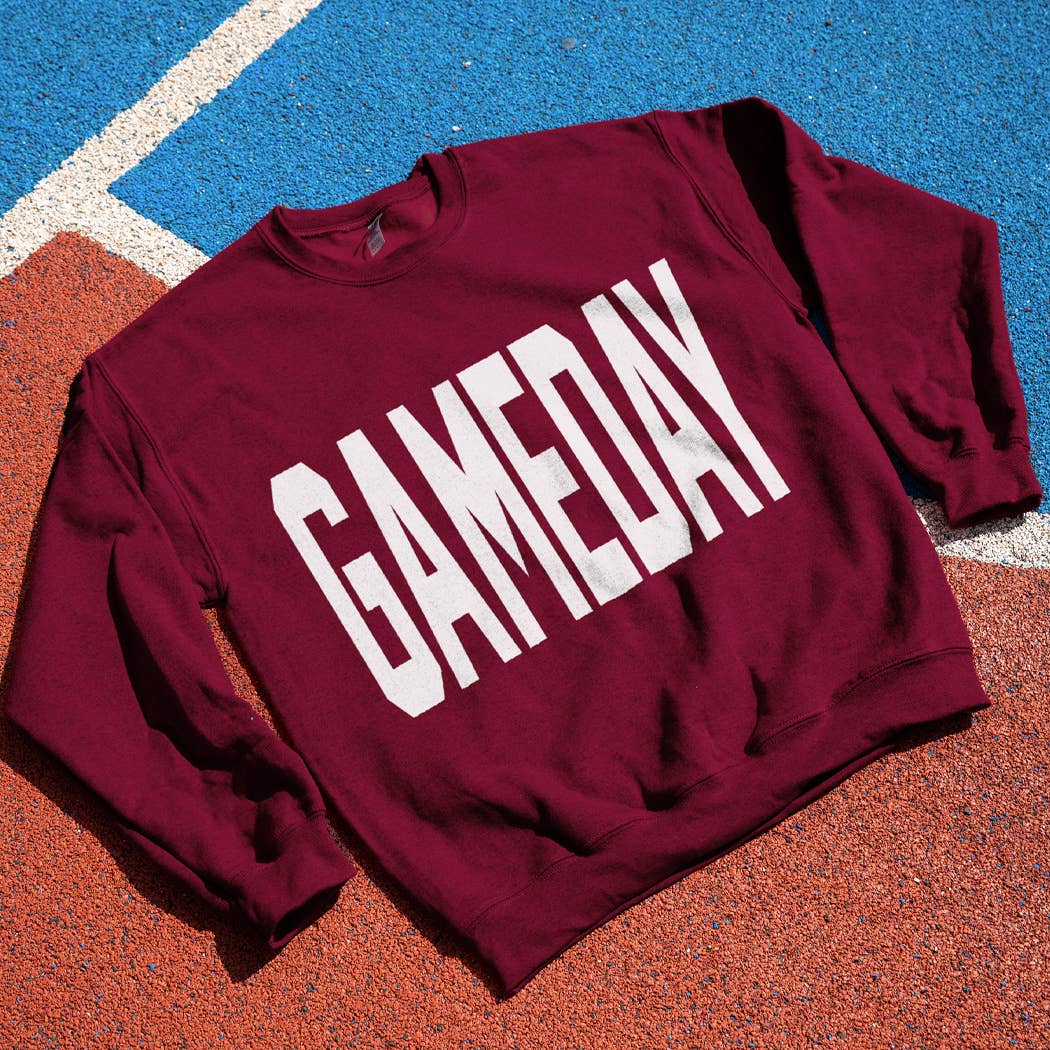 Fashion City - Wholesale Graphic Sweatshirt - Unisex - GAMEDAY Text OVERSIZE Logo Print Fleece Sweatshirt5
