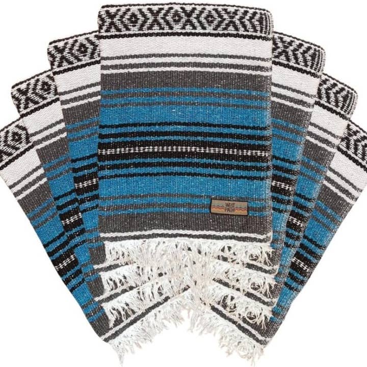 Mexicanske tæpper blå serape - Picnic | Lejr | Yoga | Strand for engroshandel hos West Path