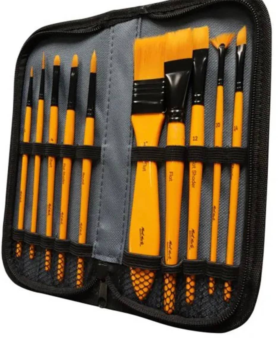 Mont Marte Usa, Inc. - Wholesale Paint/Wax Brush - Taklon Brush Set in Wallet Signature 11pce - Acrylic2