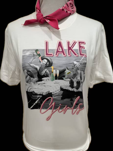 Lake Girls on White Crew / Summer / Travel / Drinking for wholesale by Bling-A-GoGo, LLC