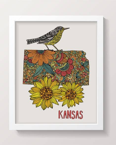 Valentina Harper - Wholesale Art Print - Kansas State Map