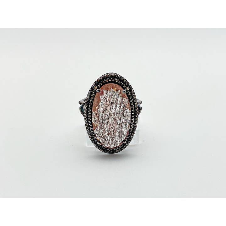 Bague diamant Quartz Rutliated pour la vente par Siena Jewelry