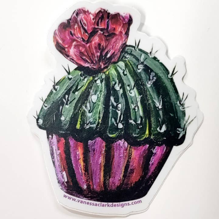 Prickly Heart Art - Wholesale Sticker - Sticker Cactus Cupcake vinyl sticker