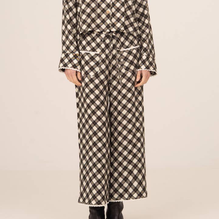 Pantalones de estampado geométrico inspirado en el clásico argyle de Betty for wholesale by CARMEN SAYS