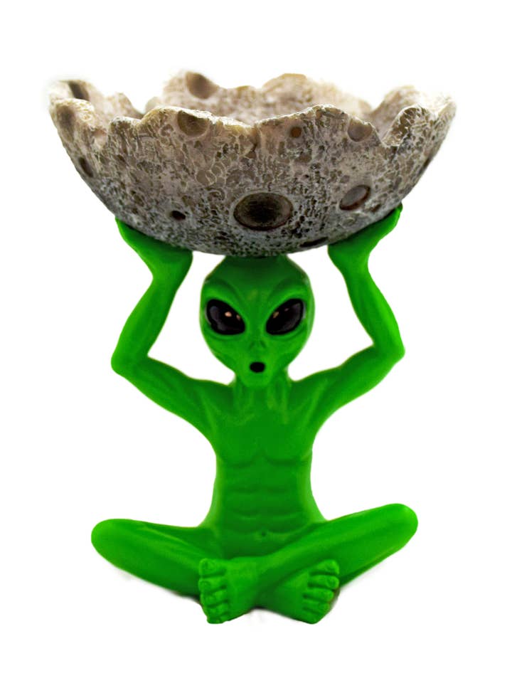 Alien Holding Moon Ashtray for wholesale by Fantasy Gifts