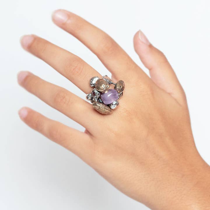Mandile Gioielli - Wholesale Cocktail/Statement Ring - Silver and bronze ring with semiprecious stone (AR165)1