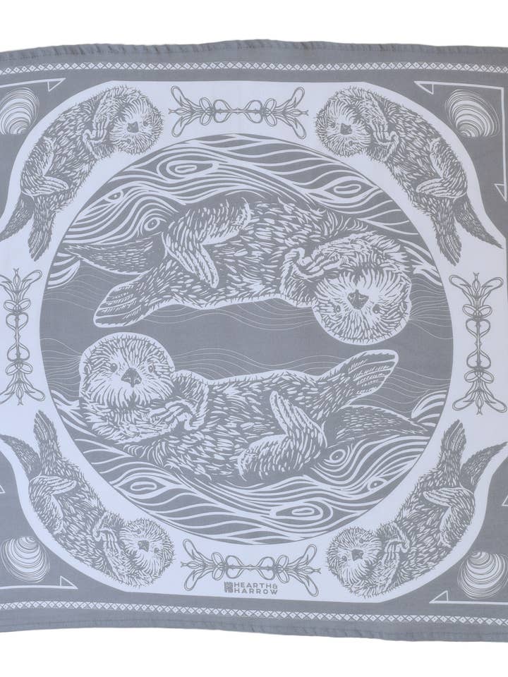 Otter Bandana - 100% bomull - Nautiskt tryck - Hanky Ascot för wholesale av Hearth and Harrow