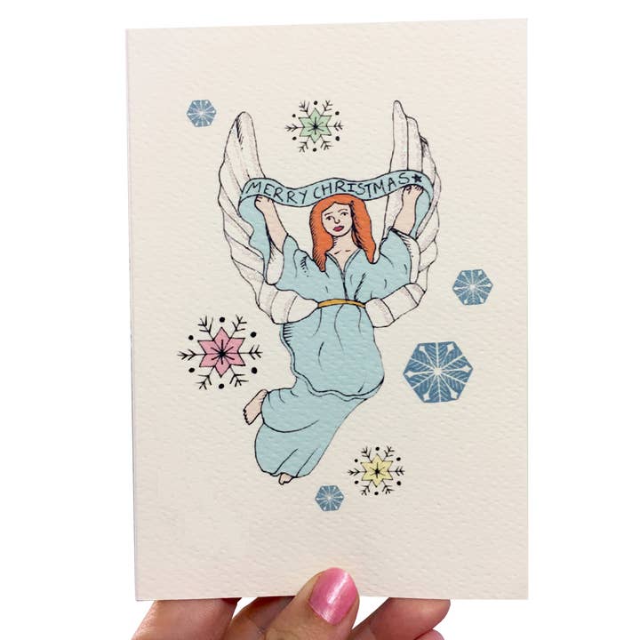 Snowflake Christmas Card - Angel for wholesale by Rosie Wonders